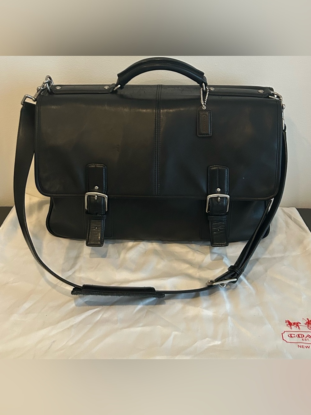 Coach Metropolitan Black Leather Briefcase Messenger Laptop Bag F6455 - Picture 3 of 14